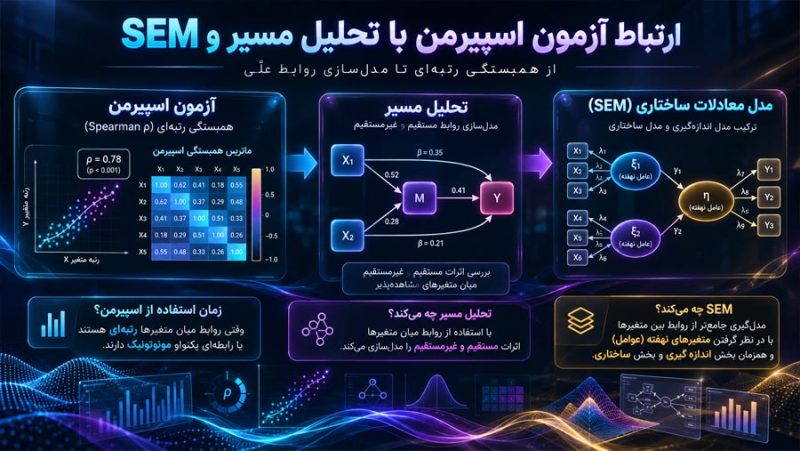 ارتباط آزمون اسپیرمن با تحلیل مسیر و SEM